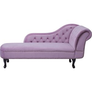 Chaise longue roze fluweel knopen rechtszijdig