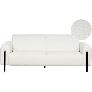 Bank wit stof metalen poten 3-zitsbank bouclé klassieke sofa verstelbare rugleuning woonkamer moderne stijl