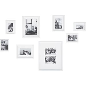 Set van 8 Fotolijsten Wit Diverse Formaten Modern Decor Gallerij Haken