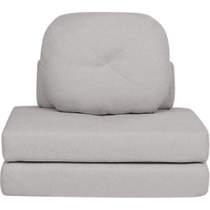 Slaapbank fauteuil lichtgrijs stof bed bank gestoffeerd 1-zits uitvouwbaar bed met kussen modern ontwerp