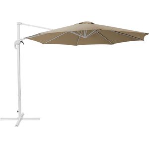 Tuin parasol mokka/wit stof 300 cm draaibaar weerbestendig tuin terras balkon