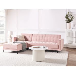 Hoekbank - Roze - Fluweel - L-vormig