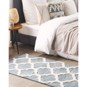 YALOVA - Laagpolig vloerkleed - Blauw - 80 x 150 cm - Wol