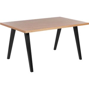 Eettafel licht hout en grijs rubberhout 150 x 90 cm poten MDF tafelblad in eiken veneer