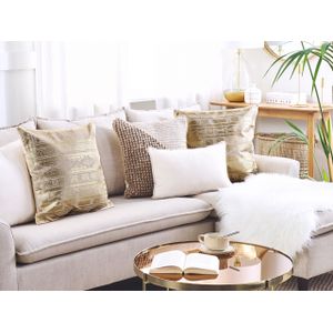 Set van 2 Decoratief Sierkussen Metallic Geometrisch 50 x 50 cm Goud Oujda