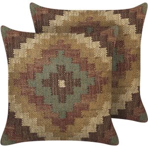 MAGURI - Sierkussen set van 2 - Bruin - 45 x 45 cm - Jute