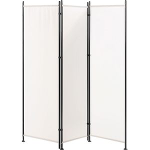 Kamerscherm wit polyester zwart frame 3 Panelen 160 x 170 cm decoratieve scheidingswand