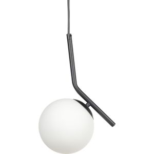 Hanglamp wit en zwart glas schaduw ijzer frame enkel licht modern design woonkamer accessoires