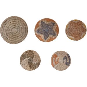 Set van 5 wanddecoratie natuurlijke zeegras decoratieve hangende platen in Afrikaanse sti