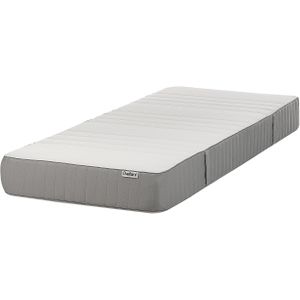 Memory foam traagschuim medium matras wit met grijs stof polyester eenpersoons 80 x 200 cm afneembare hoes