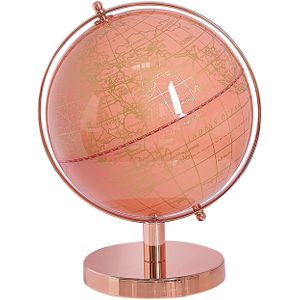 Decoratieve wereldbol roze synthetisch materiaal metaal 20 cm ⌀ rond modern