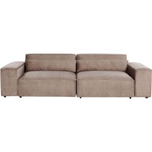 Tweezitsbank modulaire bank bruin sofa gestoffeerd polyester stof zwarte poten modern woonkamer