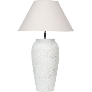 Tafellamp wit keramiek basis linnen verstelbare lampenkap distressed modern minimalistisch ontwerp woonkamer slaapkamer