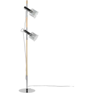 Staande lamp grijs met goud metaal 125 cm verstelbaar rond spotlights modern ontwerp