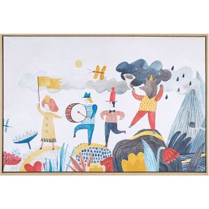 Canvas art print multicolour MDF frame 63 x 93 cm moderne karakters avontuurmotief voor kinderen