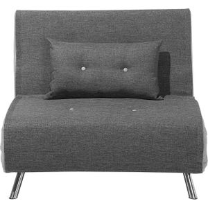Beliani Farris - Praktische en comfortabele slaapbank in grijs polyester | Verstelbare rugleuning | Gemakkelijk om te bouwen tot bed