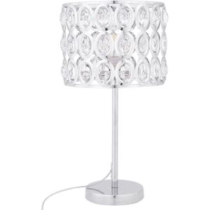 Tafellamp zilver metaal 53 cm lampenkap met acryl kristallen moderne glamour stijl