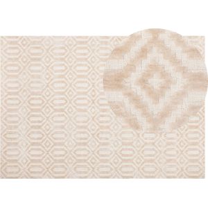 Vloerkleed beige viscose 160 x 230 cm handgeweven geometrisch patroon