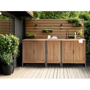 Acaciahouten buitenkeuken kast 1-deurs 2 schappen 50 x 50 x 92 cm massiefhouten aanrecht bruin Ivrea