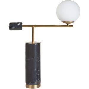 Tafellamp zwart met goud marmer basis ijzer lampenkap kantoor studeerkamer modern