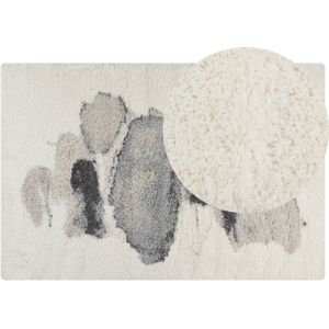Shaggy vloerkleed wit en grijs 200 x 300 cm abstract hoogpolig machinaal getuft rechthoekig tapijt