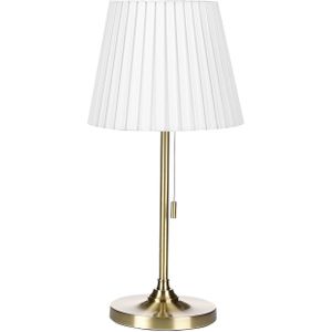 Tafellamp messing wit polyester lampenkap licht slaapkamer woonkamer retro klassieke stijl