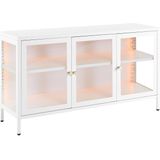 3-deurs dressoir met LED wit staal gehard glas verstelbare planken woonkamer meubels vitrinekast modern