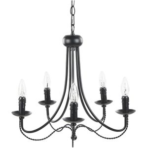 Hanglamp Zwart Metaal 117 cm Geschilderde Afwerking 5 Lichts Victoriaanse Stijl Vintage Woonkamer Eetkamer