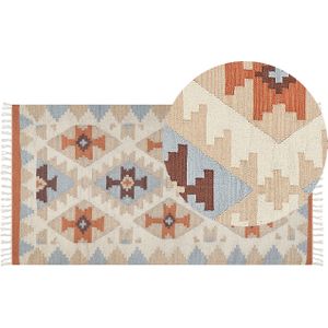 Kelim vloerkleed multicolour katoen 80 x 150 cm omkeerbaar geometrisch patroon rechthoekig traditioneel