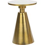 Bijzettafel wit en goud metalen stenen basis ronde geometrische vorm moderne eindtafel