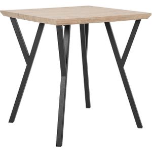 Eettafel licht hout tafelblad zwart metaal poten 70 x 70 cm 4 zitting vierkant industrieel