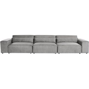 Driezitsbank modulaire bank polyester grijs sofa gestoffeerd zwarte poten modern woonkamer