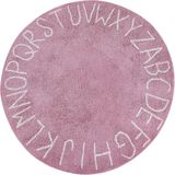 Vloerkleed roze katoen ø 120 cm rond handgemaakt alfabet boho stijl woonkamer kinderkamer speelkamer
