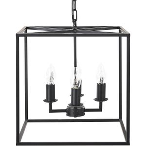 Hanglamp Zwart Metaal 115 cm Vierkant Montuur 4 Lichtpunten Plafond Modern