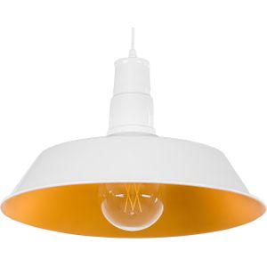 Hanglamp 1 licht wit plafondlamp ronde lampenkap aluminium moderne keuken woonkamer