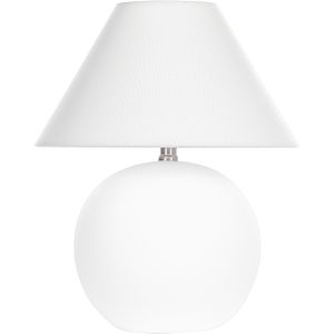 Tafellamp wit keramische basis linnen stoffen lampenkap 41 cm nachtlamp woonkamer slaapkamer verlichting