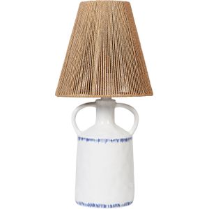 Tafellamp keramiek wit rotan rieten lampenkap 24 x 24 x 51 cm nachtlamp sfeerverlichting slaapkamer woonkamer
