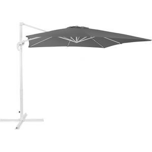 Parasol donkergrijs polyester vierkante vorm 250 x 250 x 235 cm terras balkon tuin