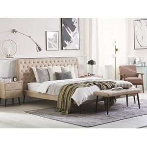Moderne slaapkamer set EU Super King Size 180x200 Bed 2 Nachtkastjes Bedbank Beige Essonne