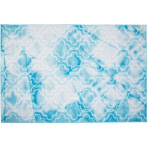 Vloerkleed blauw/wit polyester 140 x 200 cm vierpas