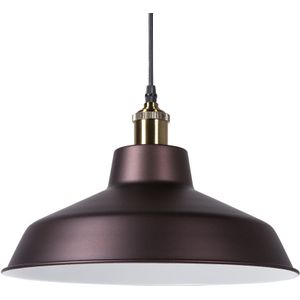Hanglamp donkerbruin ronde metalen lampenkap industrieel ontwerp