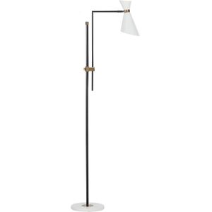 Vloerlamp metaal 140 cm marmeren basis verstelbare lampenkap gouden accenten modern industriële stijl