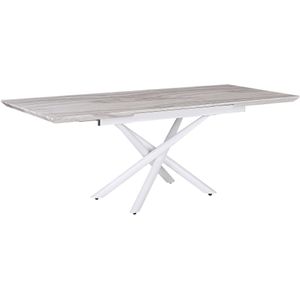 Eettafel marmer effect tafelblad wit poten MDF uitschuifbaar 160/200 x 90 cm glamour design rechthoekig