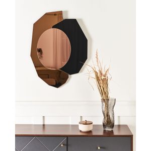 Moderne wandspiegel onregelmatige vorm rond haakjes glas MDF roségoud Troyon