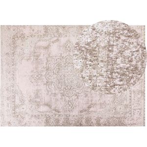 Vloerkleed roze katoen polyester 160 x 230 cm oosters patroon verweerde vintage woondecoratie