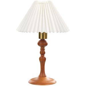 Tafellamp donker eikenhout katoen witte Kap 38 cm nachtlamp verlichting retro elegant