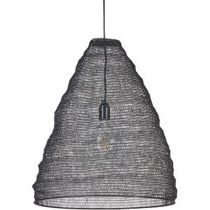 Hanglamp plafondlamp zwart openwork mesh metaal rond lampenkap kroonluchter cilinder retro