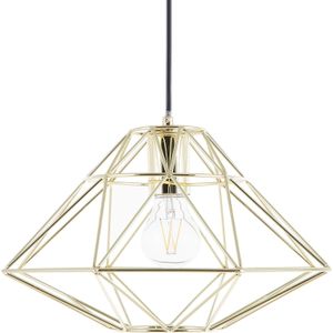 Hanglamp goud metaal 1 licht kooi vorm geometrische blootgestelde draad