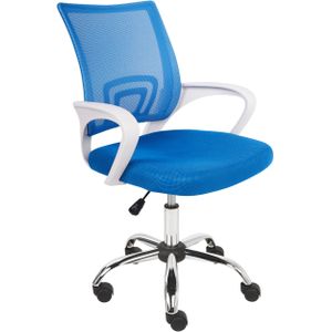 Bureaustoel blauw stof polyester computerstoel verstelbare zitting achteroverleunende rugleuning