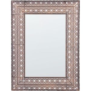Muur opgezette hangende spiegel koper 69 x 90 cm rechthoekig decoratief frame home accessoire accentstuk